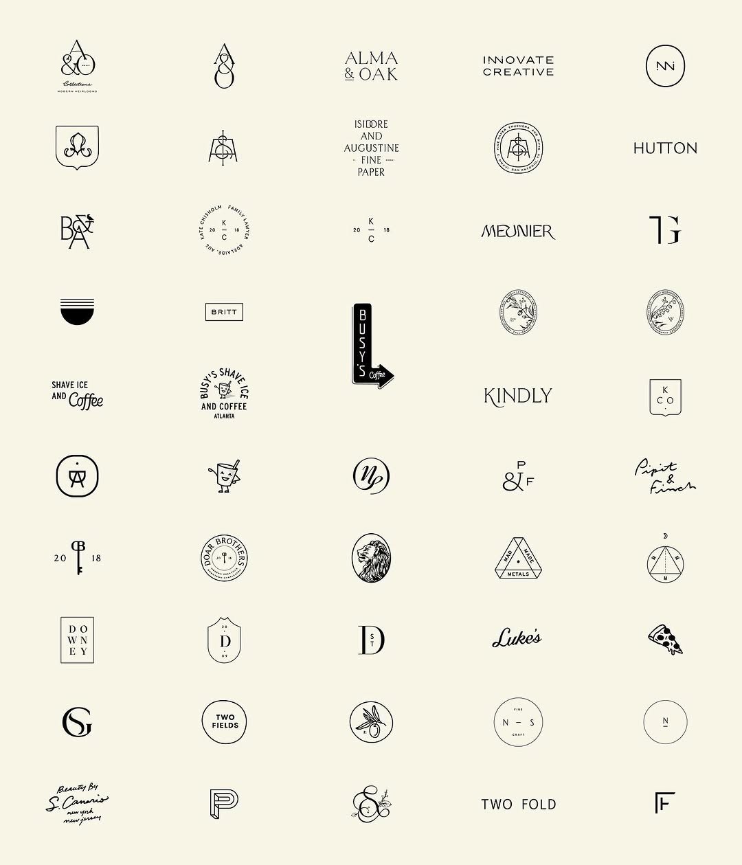 Reference grid of vintage logos and monograms
