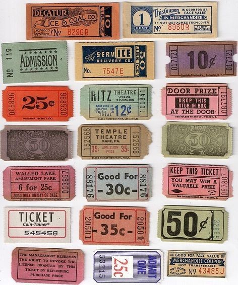 Vintage American amusement coupons
