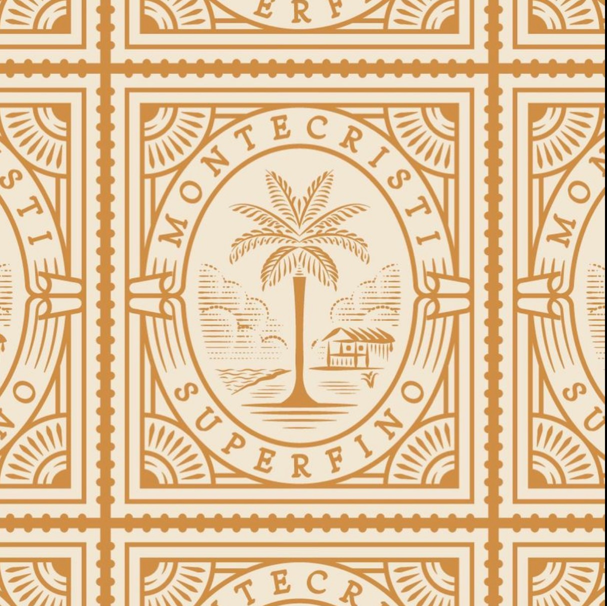 Montecristi cigar-band stamp with palm illustration