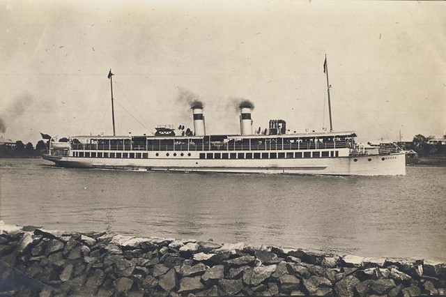 Steamer side-profile from the riverbank