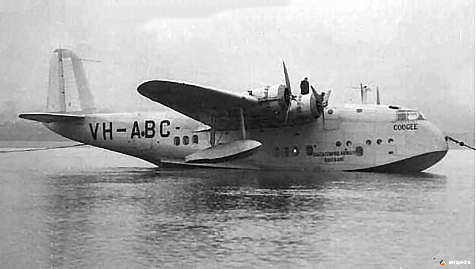 Qantas Short S-23 Empire flying boat VH-ABC Coogee moored on water