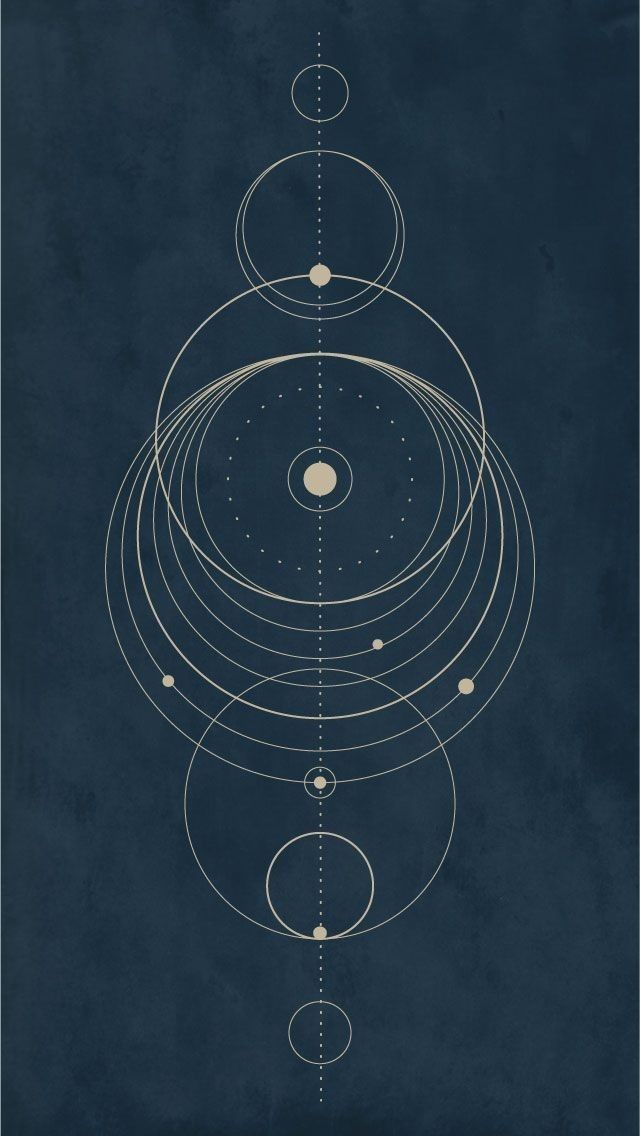 Navy celestial chart with cream concentric circles