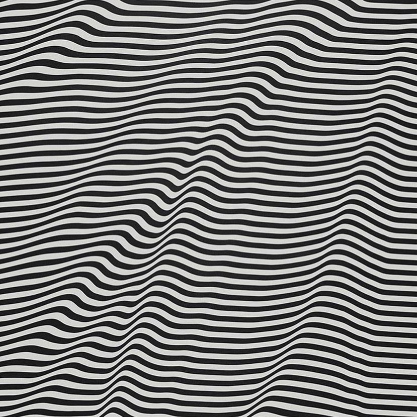 Black and white repeating wave pattern fabric