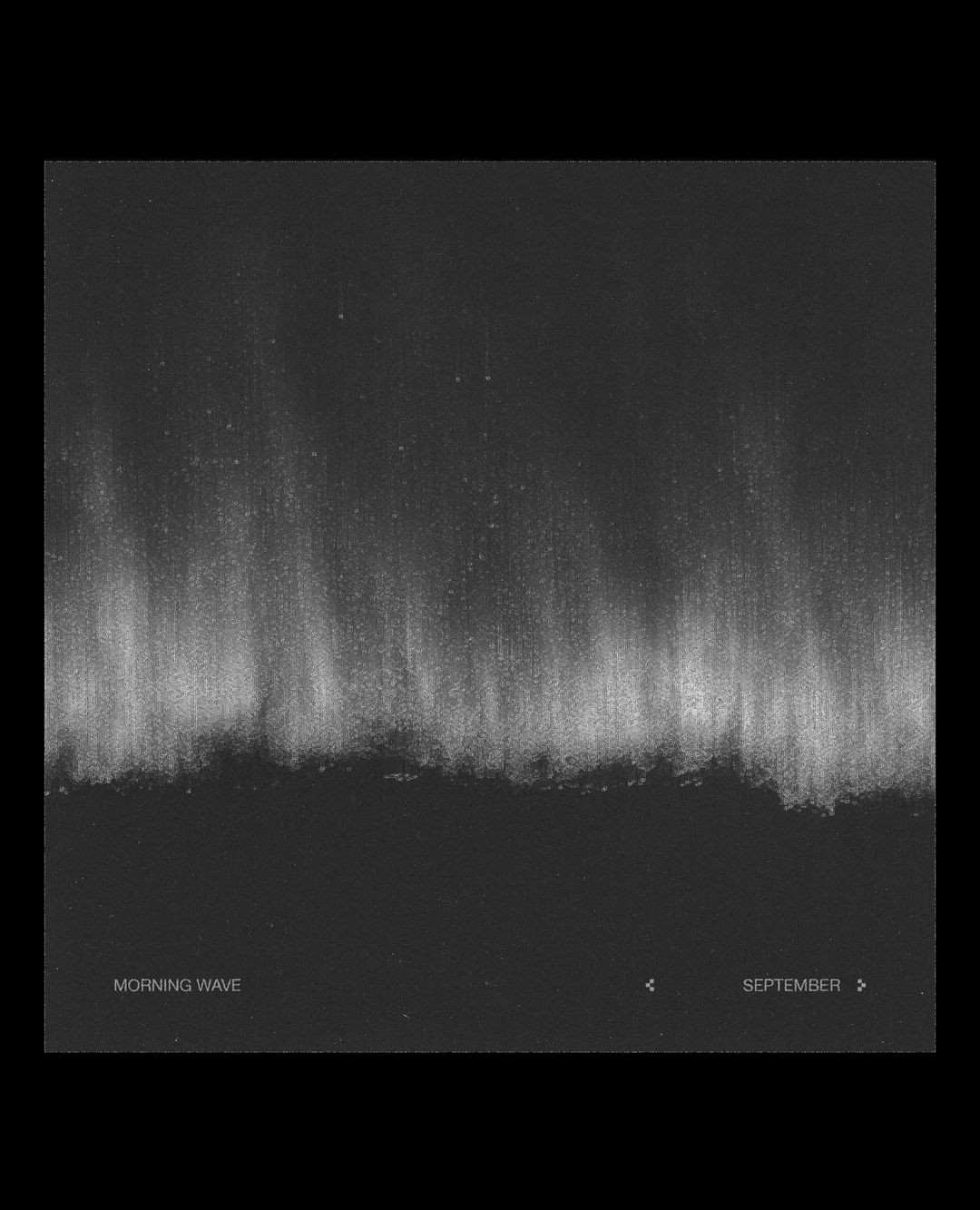 Textured monochrome graphic that reads like an audio waveform