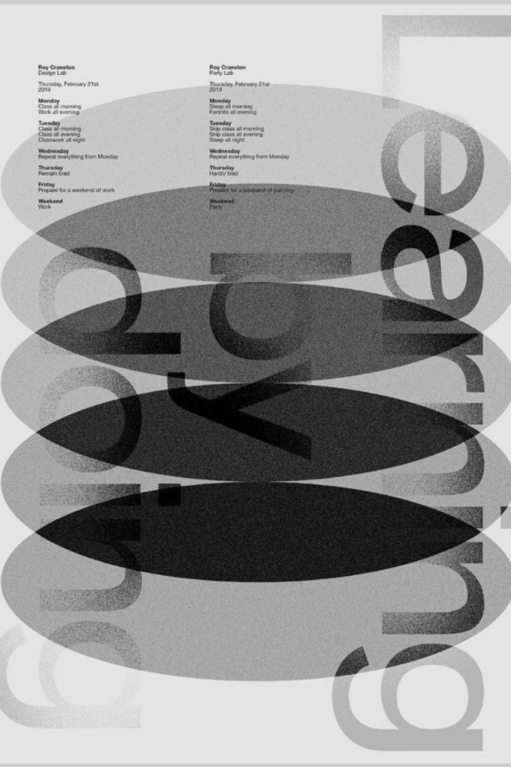 Poster with overlapping ellipses and learning-curve schedule typography