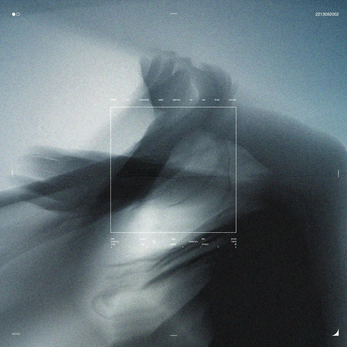 Abstract long-exposure blue figure with technical overlay